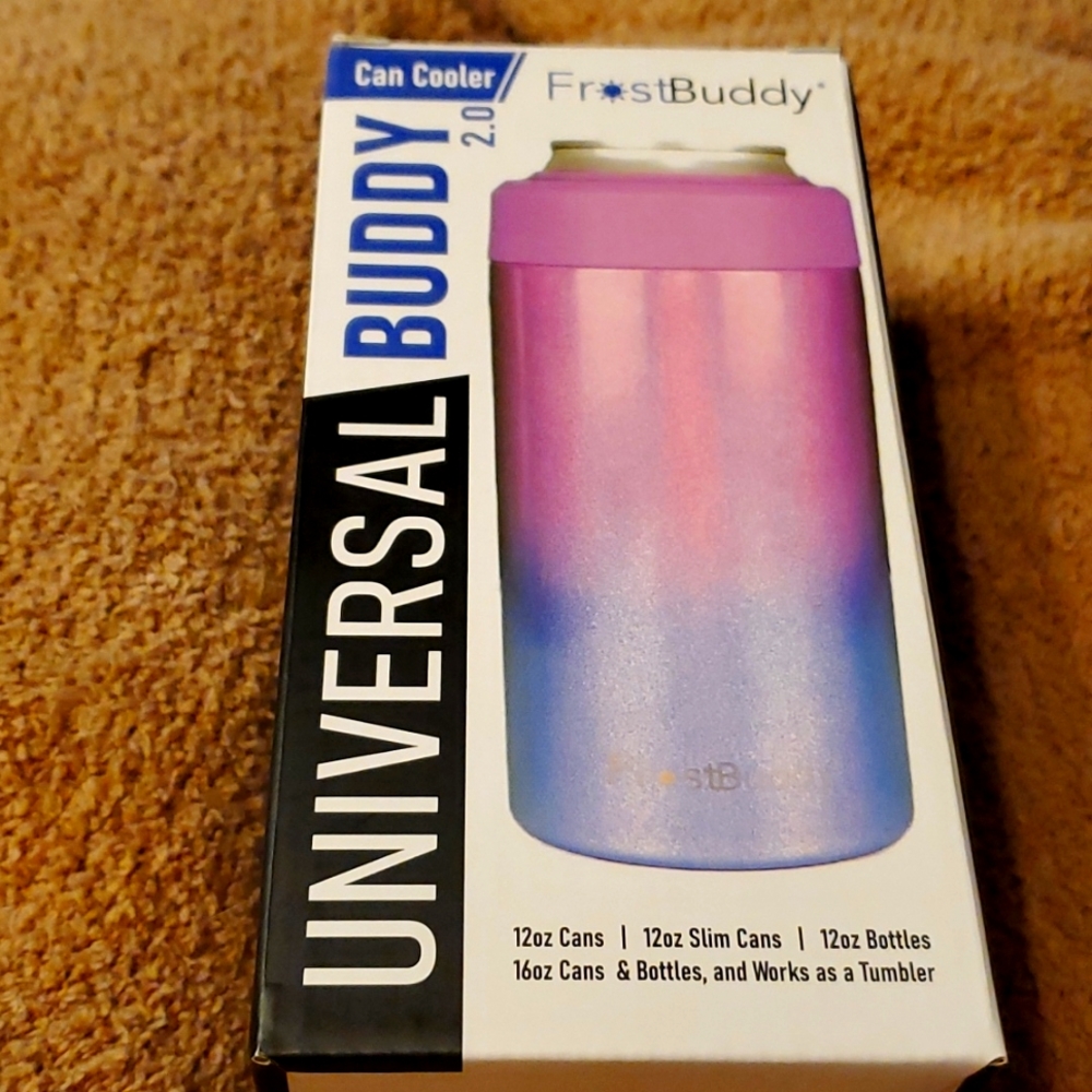 FrostBuddy​ Universal 2.0 Can and Bottle Cooler Tumbler Pink to Purple Gradient